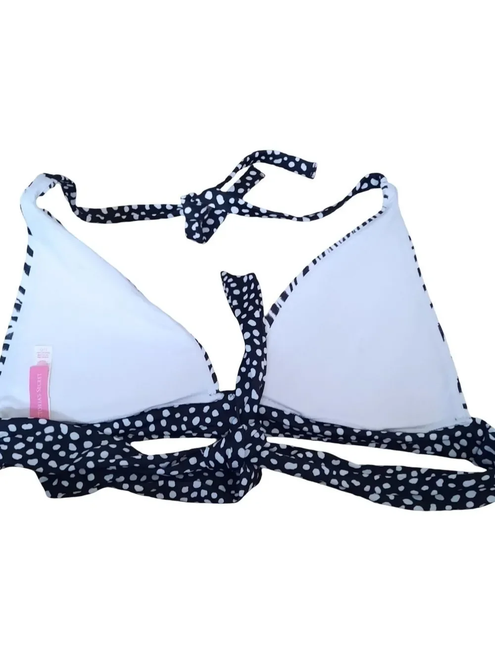 Victoria's Secret Black and White Polka Dot Triangle Bikini Top